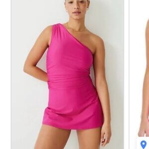 J crew swim dress One Shoulder Pink Dress swimsuit